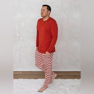 Brixton Phoenix/Everyday Leisure Mens Candy Red Wavy Checkered Bamboo Jogger - L